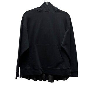 Zara Womens Black Pleated Back Hoodie Sweatshirt With Kangaroo Pocket Size M